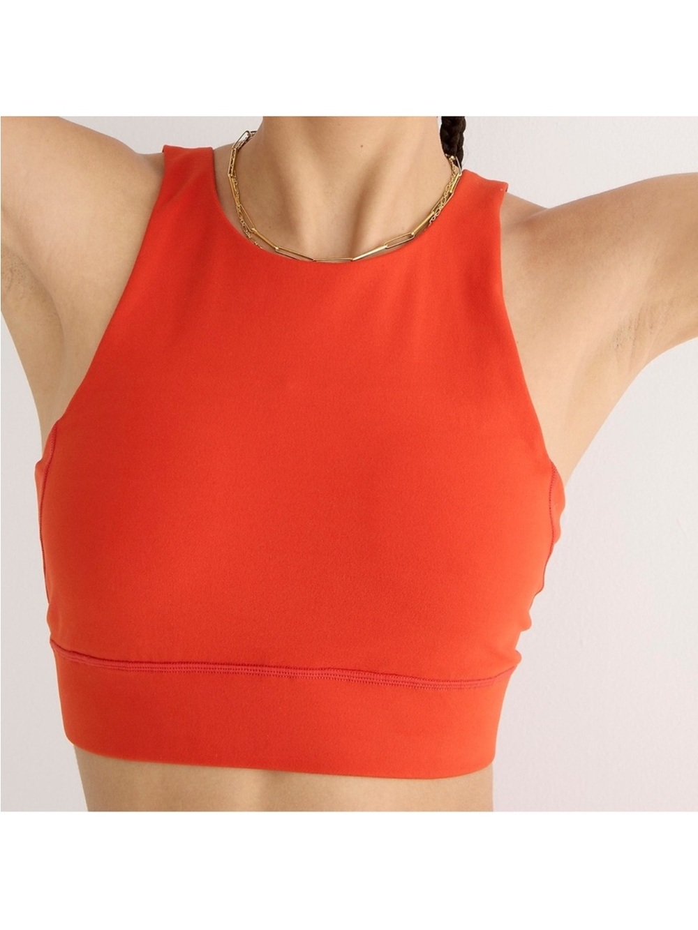 J. Crew High-Neck Crop Tank in Vivid Orange
